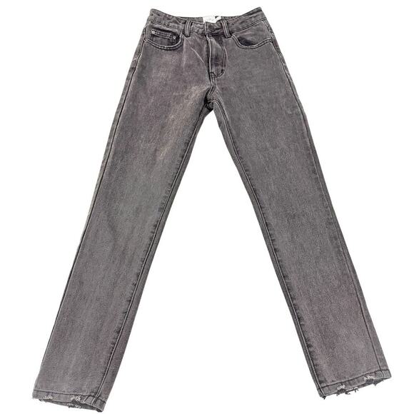 Polly Black Charcoal Wash Denim Jean Skinny Distressed Hem Style Size 2 - Picture 2 of 9